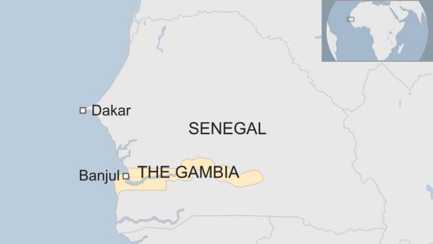 Map of The Gambia and Senegal