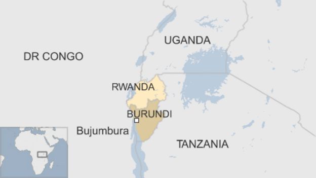 Map showing location of Burundi