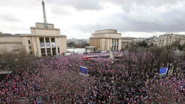 Rally for Francois Fillon at Trocadero Square in Paris - 5 March