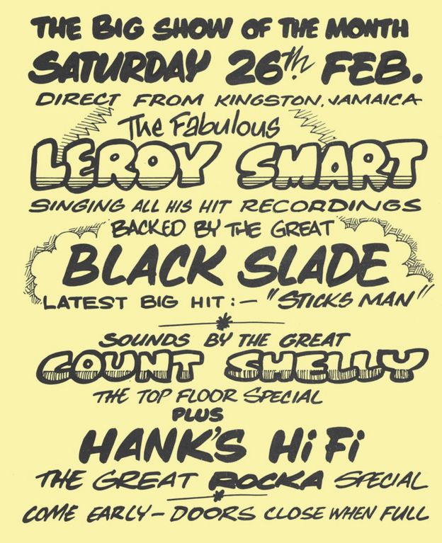 Flyer for a Leroy Smart concert at the Bamboo Club, 25 Feb 1977