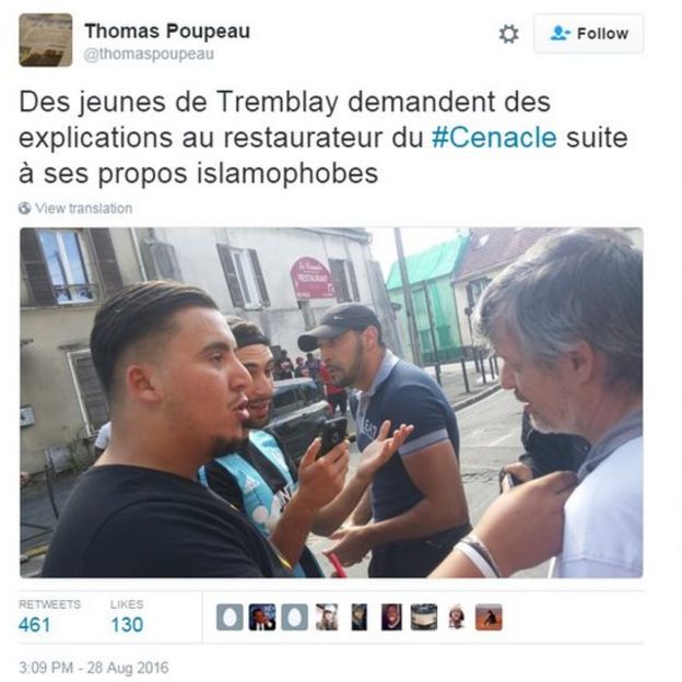 Photo and tweet from Thomas Poupeau saying (in French): 