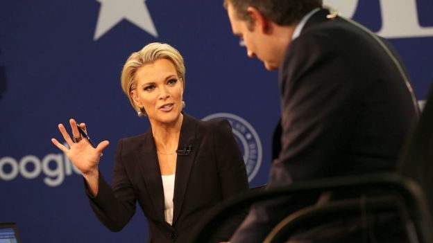 Fox News anchor Megyn Kelly speaks with Republican Presidential candidate Ted Cruz in January 2016