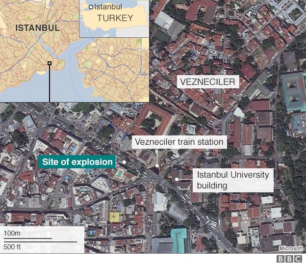 Map showing site of the blast in Turkey