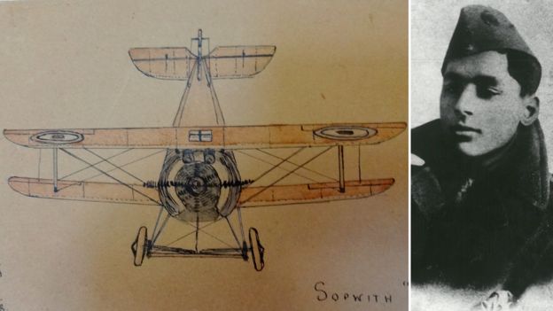 A Sopwith Camel sketched by Indra Lal 