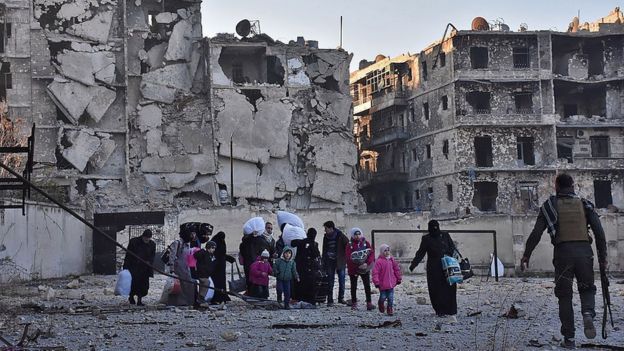 Imagen de edificios derruidos en Siria.
