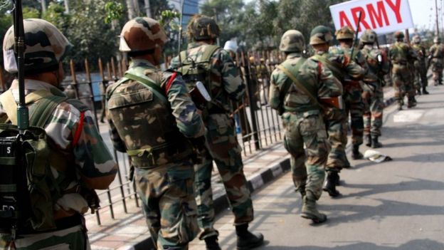 Army troops on the streets in Haryana