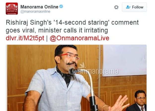 Kerala media outlets like Manorama Online have given prominent coverage to Mr Singh's statement