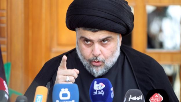 Iraqi Shia cleric Moqtada al-Sadr speaks during a news conference in Najaf, south of Baghdad, 30 April 2016