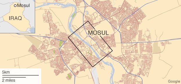 Map locating Mosul