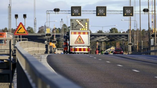 Scene of the accident in Sweden on Sunday