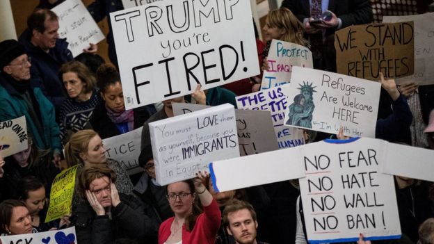 Protests broke out at US airports, including here in Virginia, after Trump announced the executive order