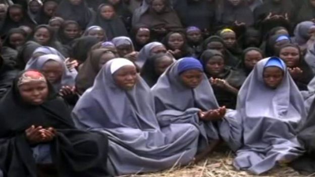 The kidnapped Chibok schoolgirls are seen in a Boko Haram video