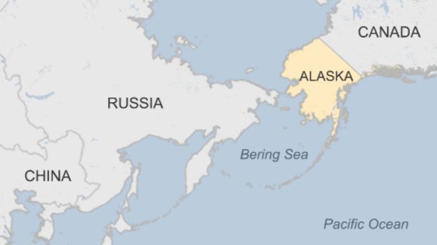 Map of region showing Alaska, Russia and China - 3 September 2015