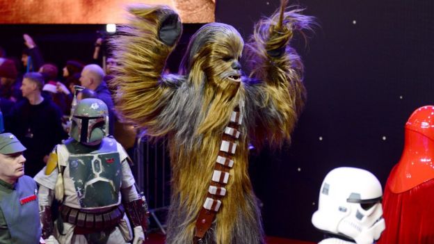 The Wookiee Chewbacca was among the non-human characters at the premiere