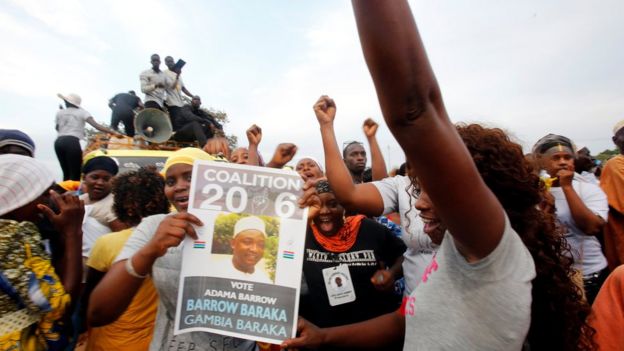 Supporters of the United Democratic Party (UDP) opposition alliance presidential candidate, Adama Barrow in The Gambia - November 2016