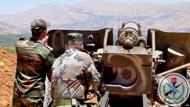 Syrian soldiers fire in operations in the al-Zabadani area west of Damascus. Sana handout 09/07/2015.
