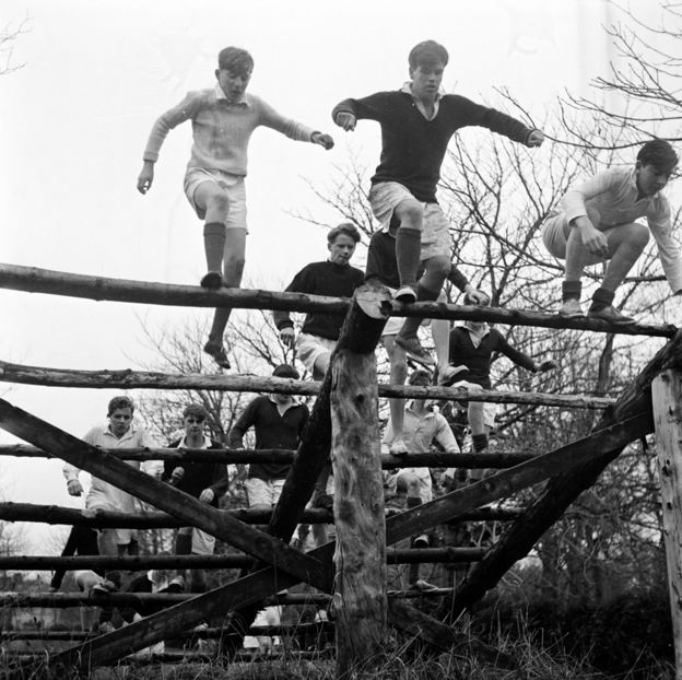 Gordonstoun boys on an obstacle course