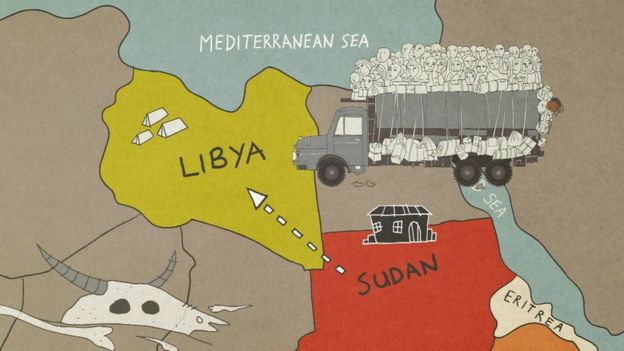 Ruth travelled by lorry to Libya
