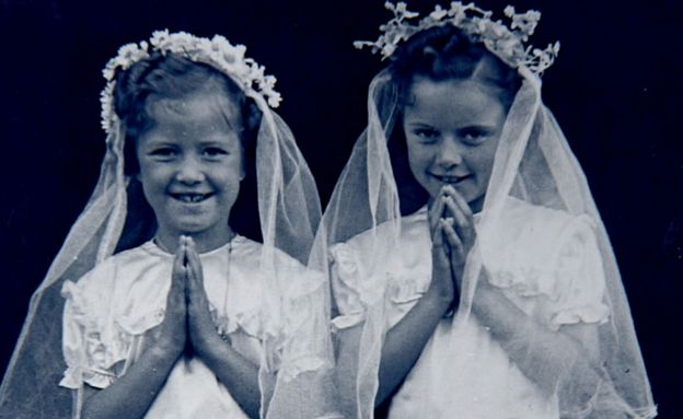 Mary and sister Eileen as bridesmaids