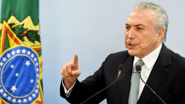 The Brazilian president addresses bribery allegations during a live TV address