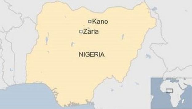 Map showing Kano and Zaria