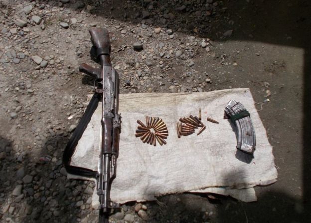 The army has recovered weapons and ammunition from the area