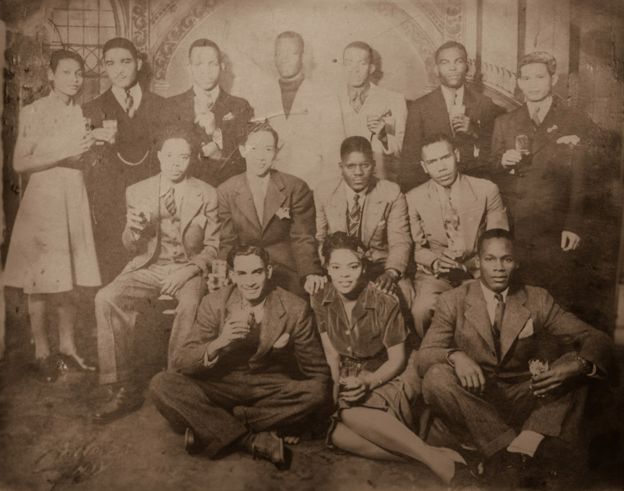 Photograph of Barclay (bottom right) with fellow West Indian volunteers
