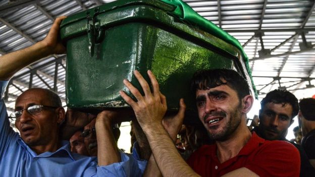 Funeral for victim of suicide attack in Gaziantep, south-eastern Turkey. 21 Aug 2016