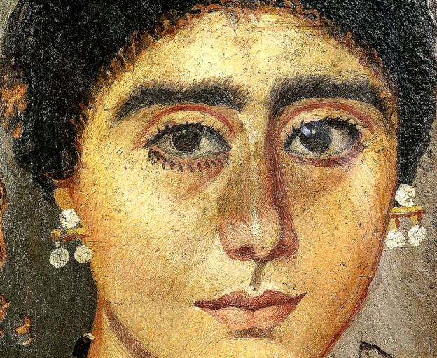 Civilización egipcia, período romano, siglo IV. Retrato de una mujer. Pintura en madera de El Fayum.
