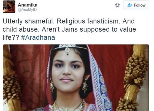 Utterly shameful. Religious fanaticism. And child abuse. Aren't Jains supposed to value life?? #Aradhana