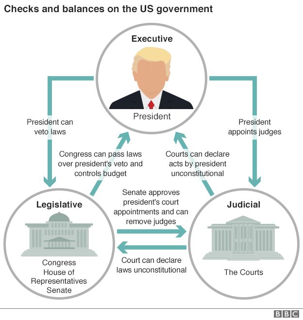 Graphic showing checks and balances on US government