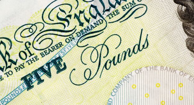 Close-up of five-pound note