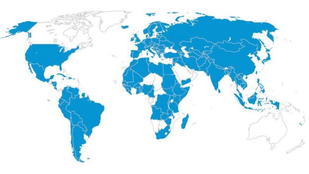 Mapa de vítimas de tráfico no mundo