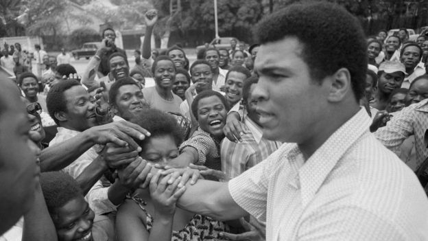 Muhammad Ali is greeted in downtown Kinshasa, Zaire - 17 September 1974