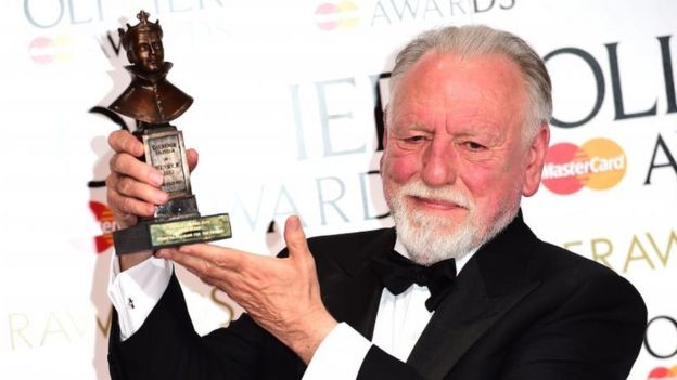 Kenneth Cranham with the award for Best Actor for The Father, at the Olivier Awards 2016