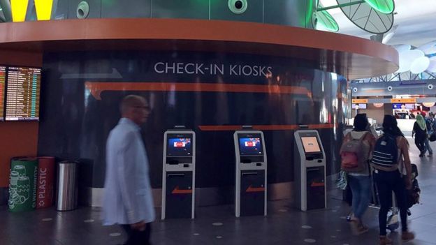 This general view taken on February 15, 2017 shows check-in kiosks at Kuala Lumpur International Airport 2, where Kim Jong-Nam reportedly been attacked by two women believed to be North Korean agent