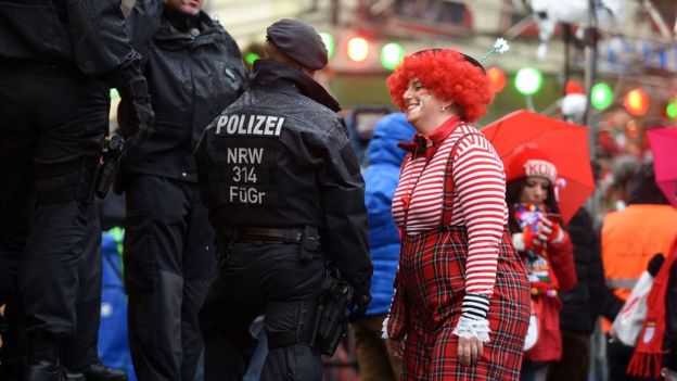 A female reveller takes part in Cologne's carnival