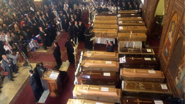 Funerals of victims of an attack near the Coptic Cathedral in Cairo
