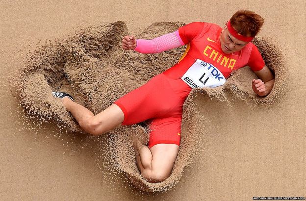 Chinese athlete Li Jinzhe at the 2015 IAAF World Championships in Beijing