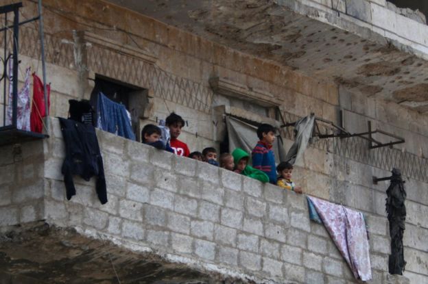 Children in western Aleppo, 16 December