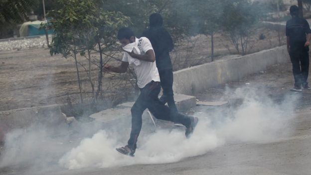 Bahraini protesters clash with police after the execution of a leading Shia cleric