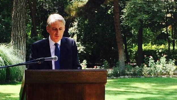 Mr Hammond at the re-opening of Tehran embassy ceremony
