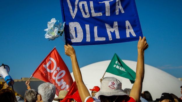 Manifestação em apoio à presidente Dilma Rousseff em agosto de 2016