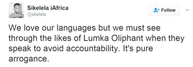 We love our languages but we must see through the likes of Lumka Oliphant when they speak to avoid accountability. It's pure arrogance.