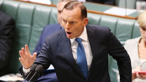 Former Australian Prime Minister Tony Abbott during House of Representatives question time at Parliament House in in Canberra, 4 December 2014