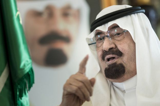 Saudi Arabia's King Abdullah speaks in 2014