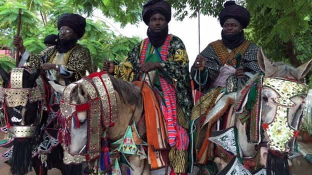 Horsemen in traditional dress in Kano, Nigeria - Sunday 19 July 2015