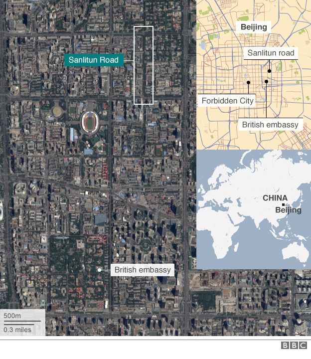 Map of Beijing showing Sanlintun area