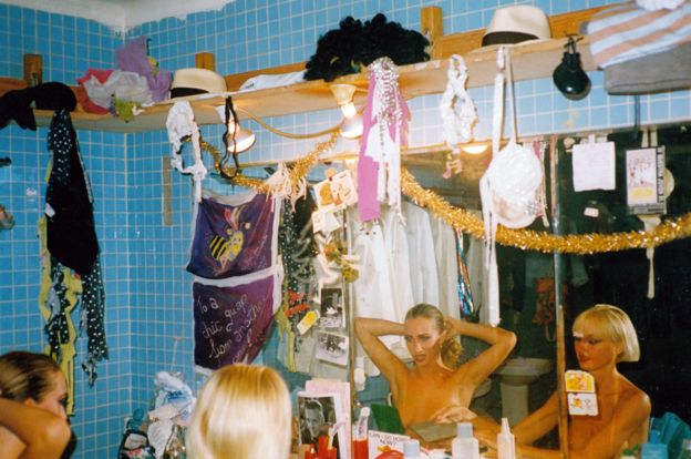 Bee backstage during her showgirl days