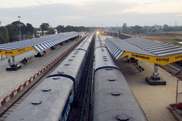 The railway station is deserted during the